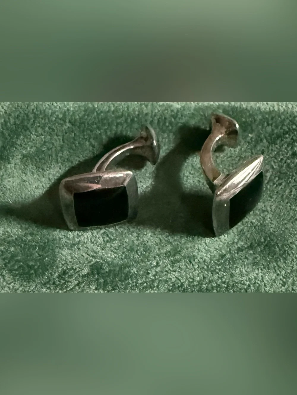 Men's Black Onyx Silver  Cufflinks